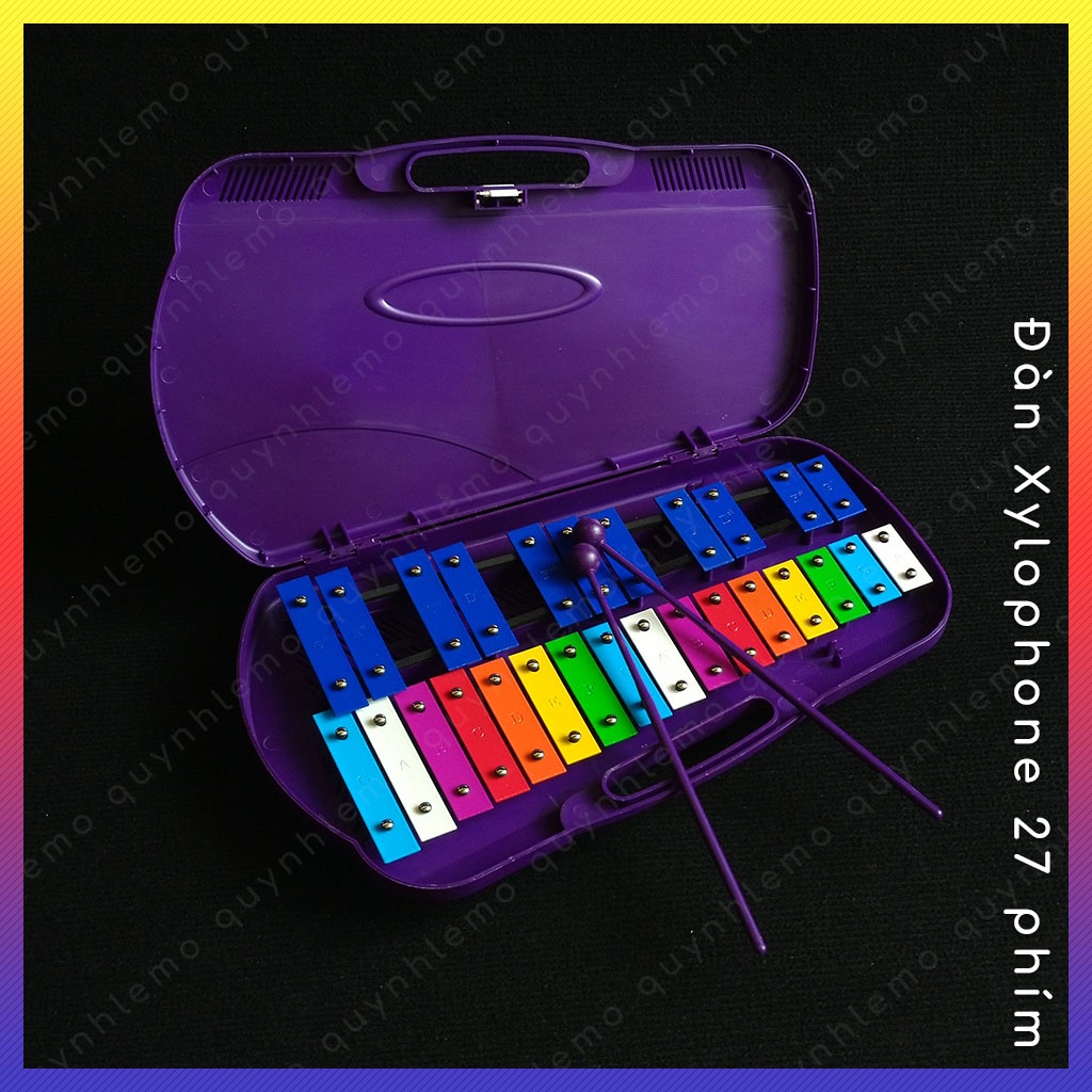 Đàn gõ xylophone 27 phím , đàn xylophone hộp kim nhôm đồ chơi cho bé phát triển năng khiếu âm nhạc đầy đủ màu sắc