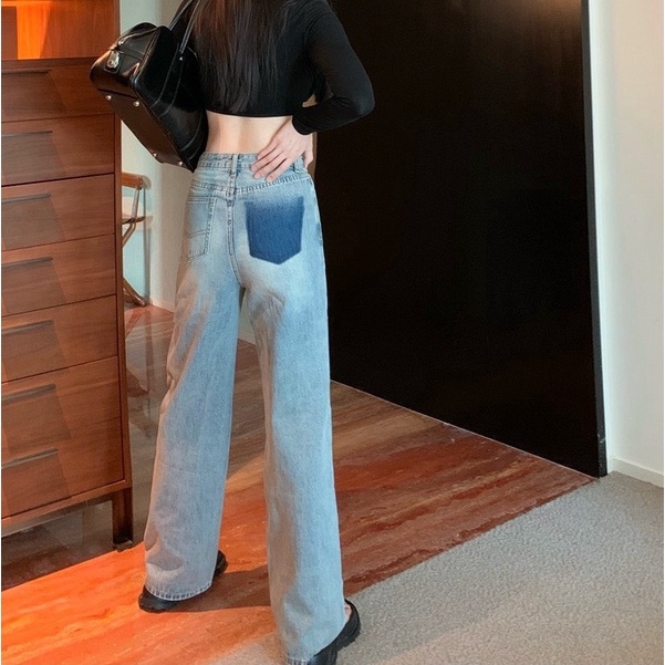 Quần jeans dài ống đứng, quần jean dài cạp cao phong cách_j21