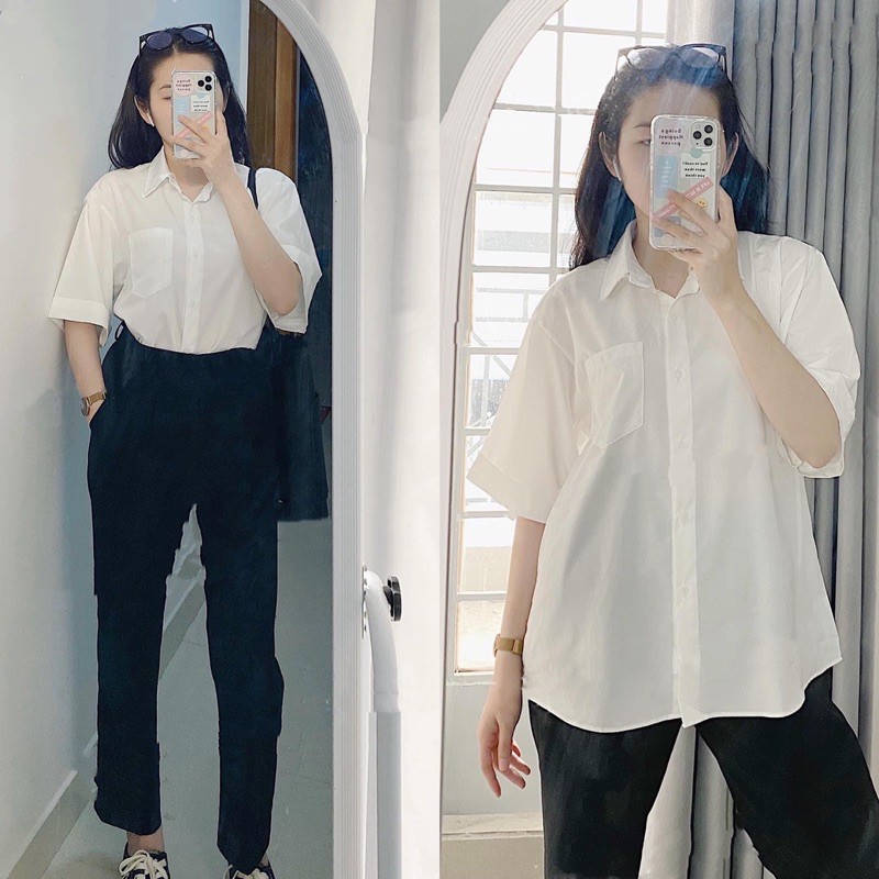 Áo Sơmi Trắng Tay Ngắn Vải Siêu XỊN MỊN ❤️ [ẢNH THẬT]