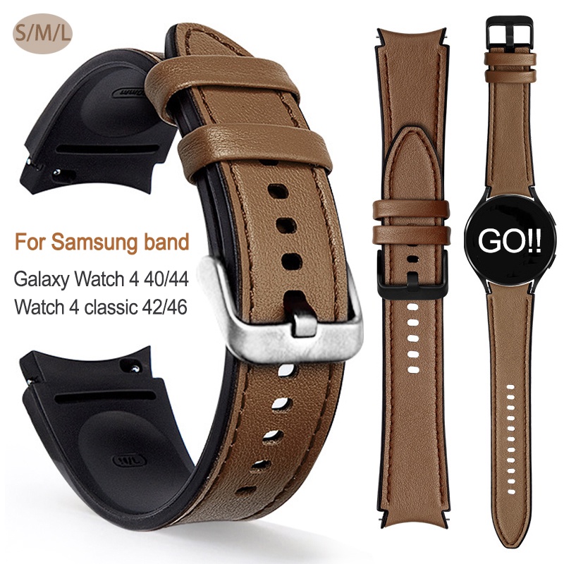 Dây Đeo Tay 20mm Bằng Silicon + Da 46Mm 44mm 44mm Cho Đồng Hồ Thông Minh Samsung Galaxy Watch 4 Classic 42mm 46