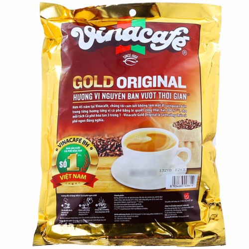 Cà phê sữa hòa tan VinaCafé 3 in 1 Gold Original bịch 24 gói x 20g