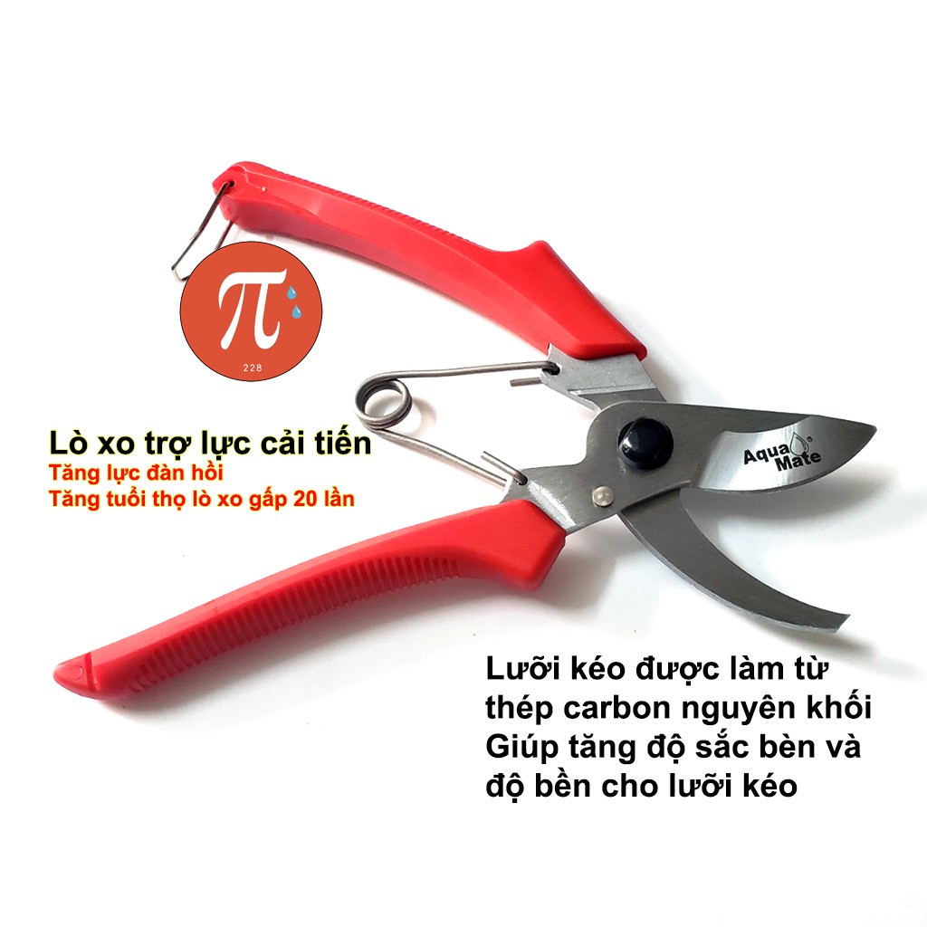 Kéo Cắt Cành Thép Carbon SK-5 Nguyên Khối Thật 100%. Kéo Bấm Cành Cây Loại Xịn Siêu Sắc Bén Aquamate