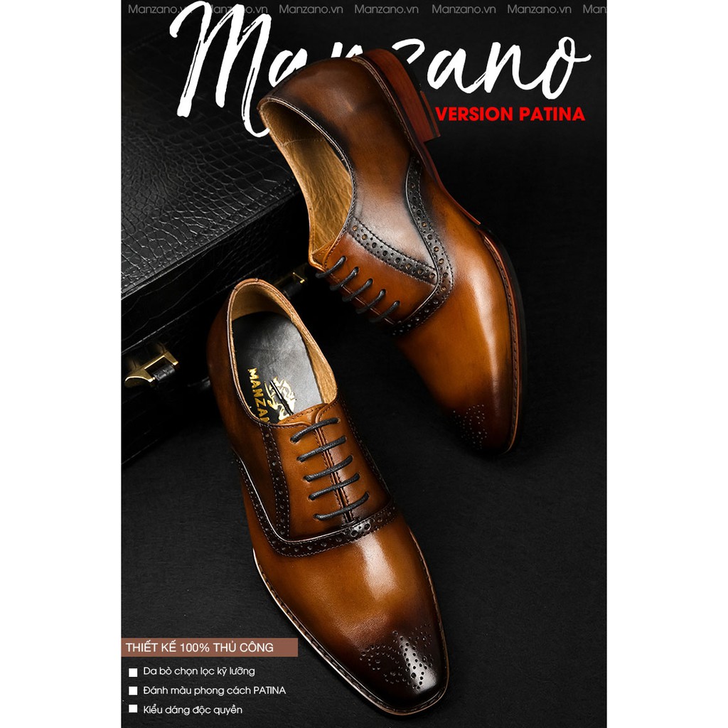 Giày nam thủ công Manzano đánh màu PATINA lịch lãm dành cho quý ông công sở M63686