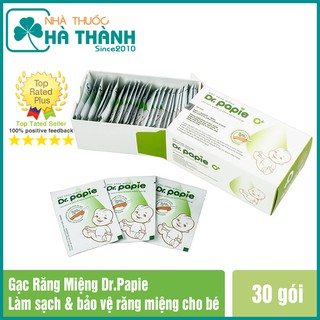 Gạc răng miệng Dr Papie, Sạch miệng, Hết nấm, Ngừa sâu răng (Hộp 30 gói)