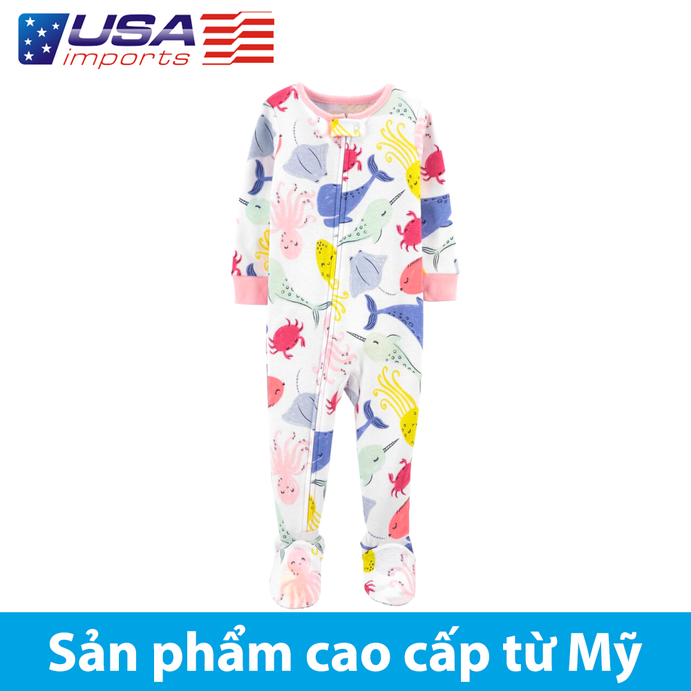 Đồ dài, đồ ngủ cotton phôm ôm cá voi hồng Car-tờ Auth Từ Mỹ (1K463310)