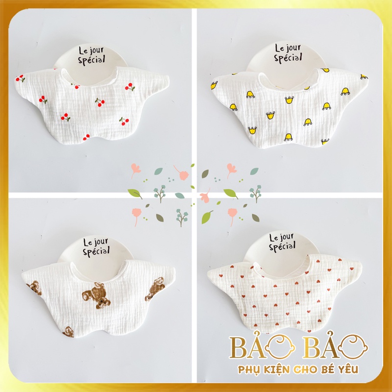 Yếm đeo cổ vải muslin cho bé trai bé gái phong cách Hàn Quốc 0-2 tuổi