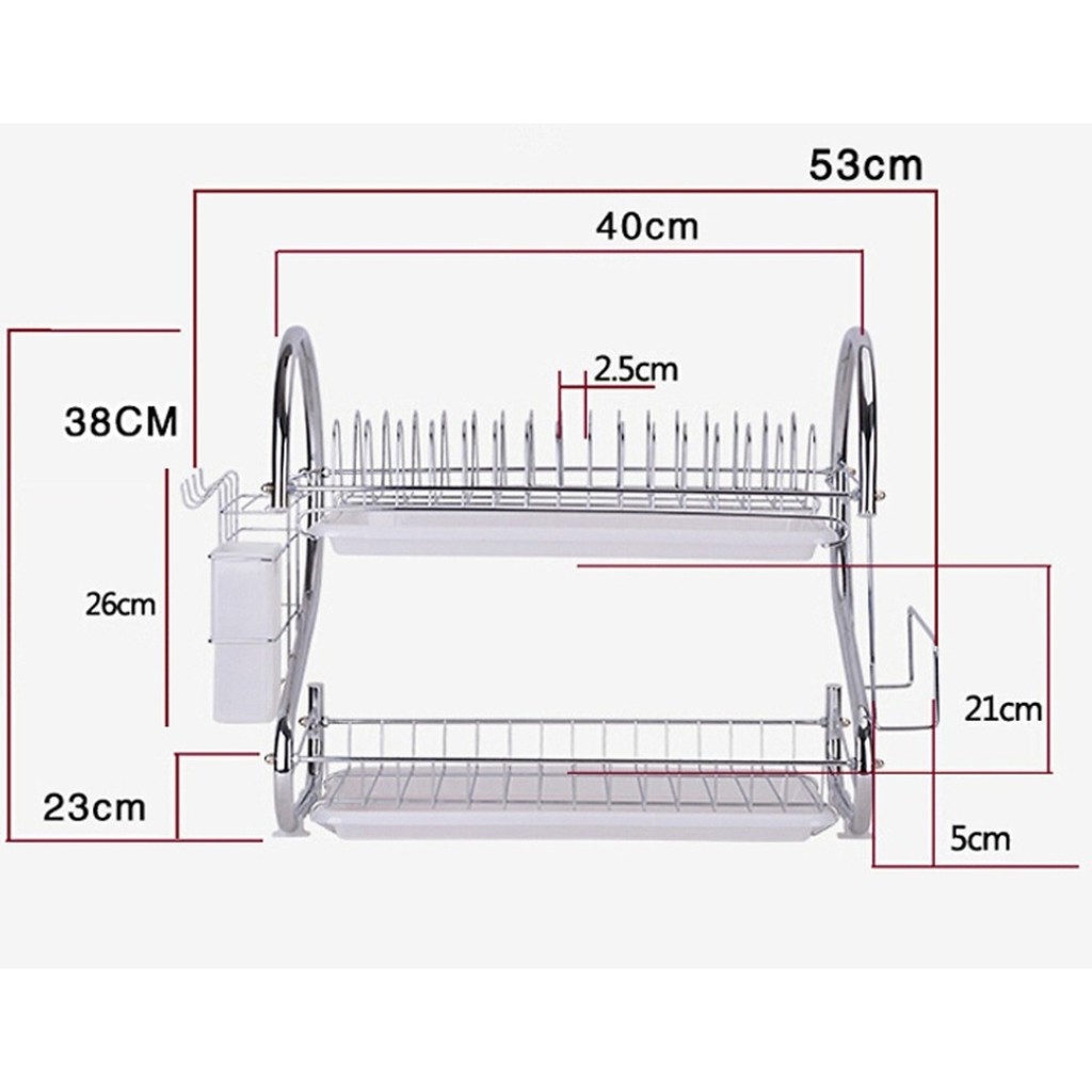 Giá Inox úp chén bát 2 tầng và phụ kiện