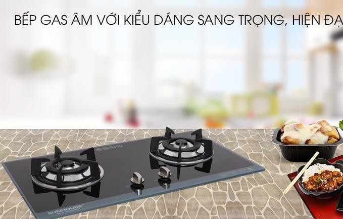 Bếp gas âm Sunhouse SHB5548MT mới , tiết kiệm gas, có Đầu hâm Dễ vệ sinh, Đánh lửa IC nhanh, nhẹ