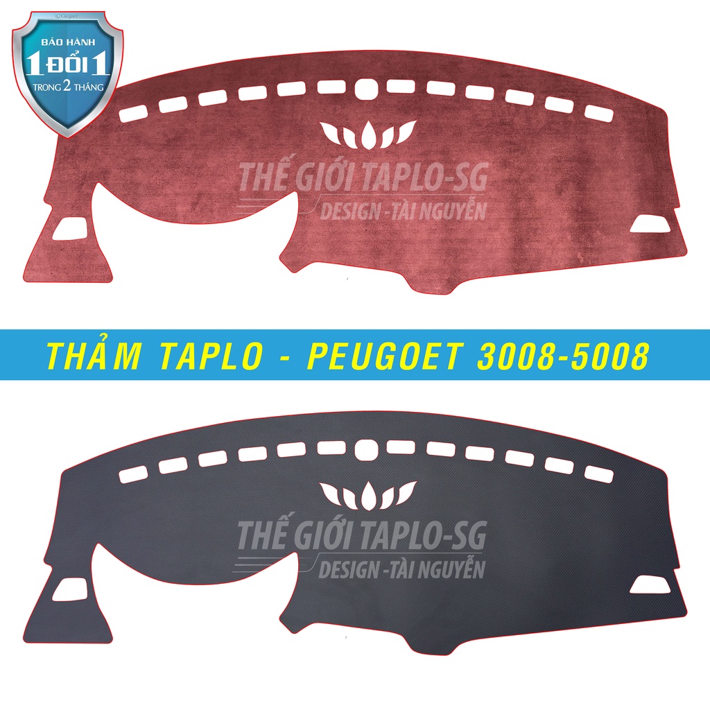 [Peugoet 3008-5008] Thảm bảo vệ Taplo oto loại da vân gỗ,da cacbon,da nỉ đen và nhung lông cừu dày 3 lớp