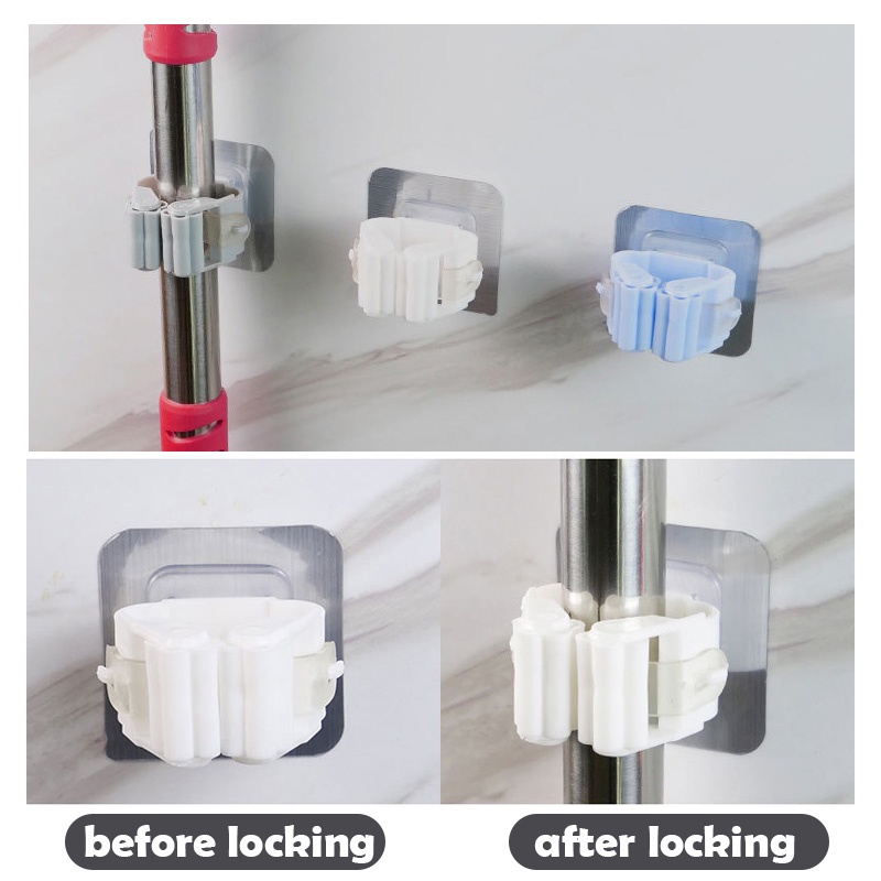 Giá Đỡ Cây Lau Nhà/Cọ Gắn Tường Đa Năng Cho Nhà Bếp/Phòng Tắm