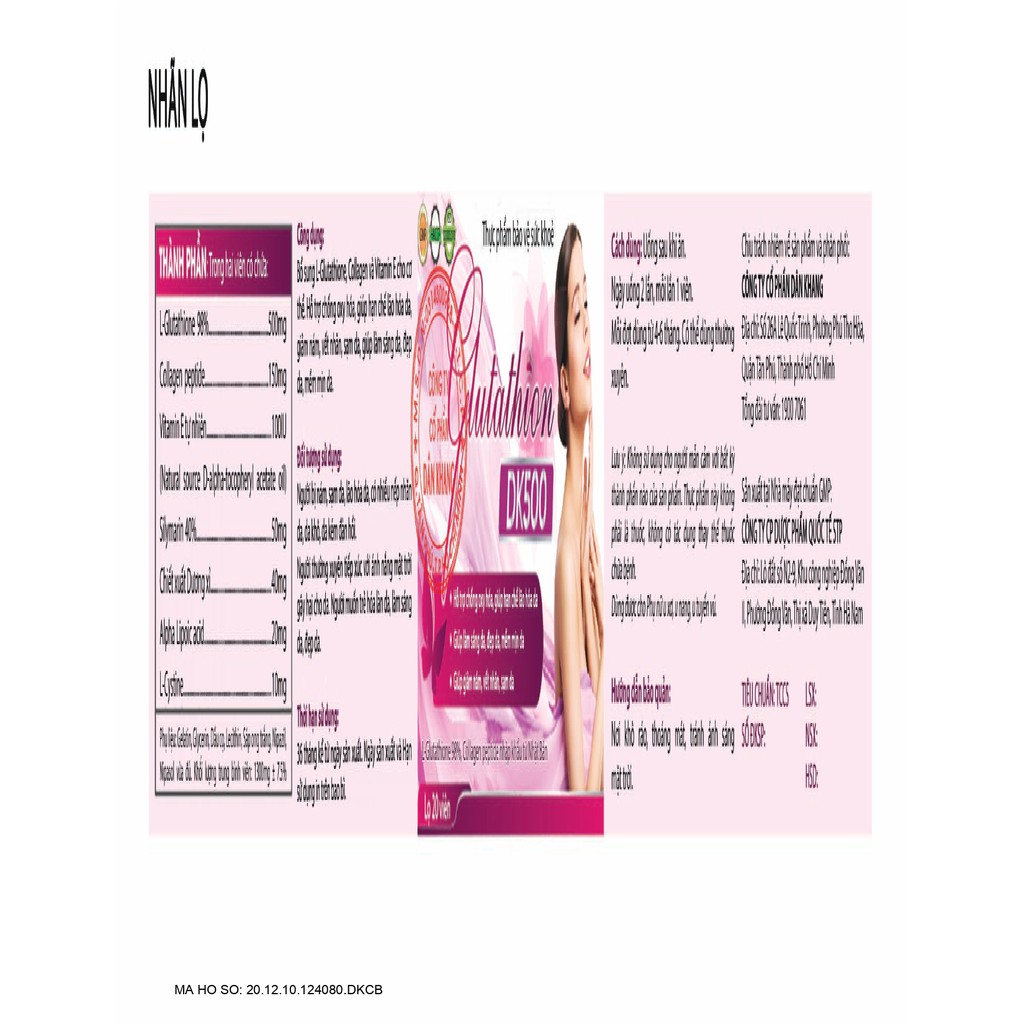 Viên uống trắng da Glutathion DK500 dành cho da nám da sạm da không đều màu | BigBuy360 - bigbuy360.vn