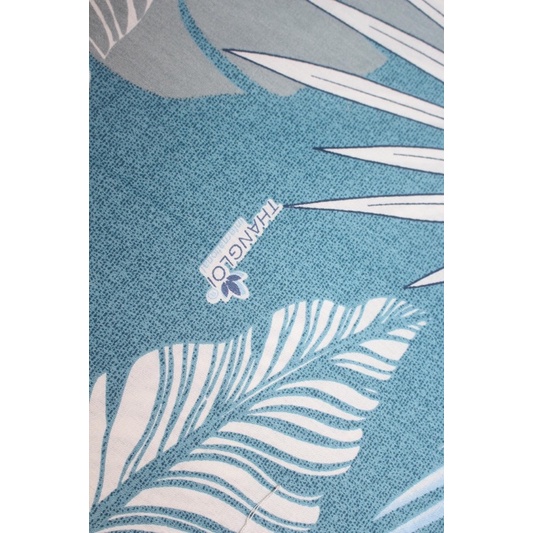Drap cotton 100% , ga trải giường cao cấp chuẩn LOGO CTY mẫu Lá cọ xanh