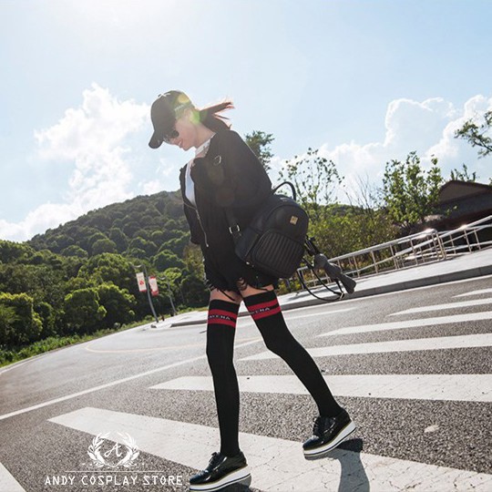 [CÓ SẴN] Tất đùi giả bốt đen viền đỏ