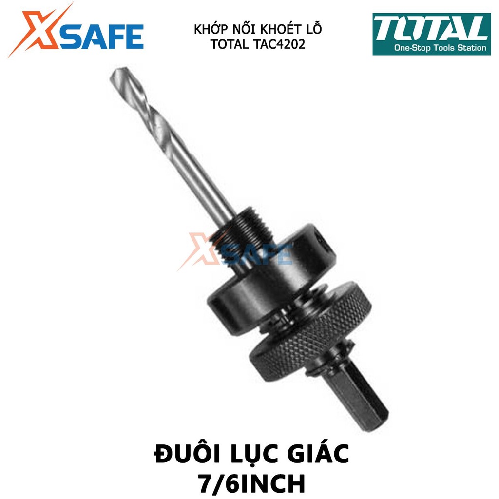 Khớp nối của khoét lỗ TOTAL TAC4202 Khớp nối đuôi lục giác 7/6&quot;, phù hợp để gắn với mũi khoét lỗ 1 1/4&quot; đến 8-1/4&quot;