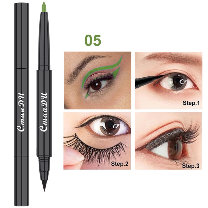Bút Kẻ Mắt Dạng Lỏng CmaaDu 2 Trong 1 Có Từ Tính Chống Nước Lâu Trôi 18 Màu Tùy Chọn