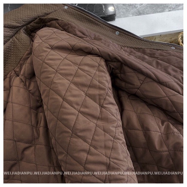 Áo khoác jacket lông viền da Weijia