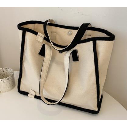 Túi Xách Canvas Cỡ Lớn Màu Sắc Tương Phản Thời Trang Cho Nữ