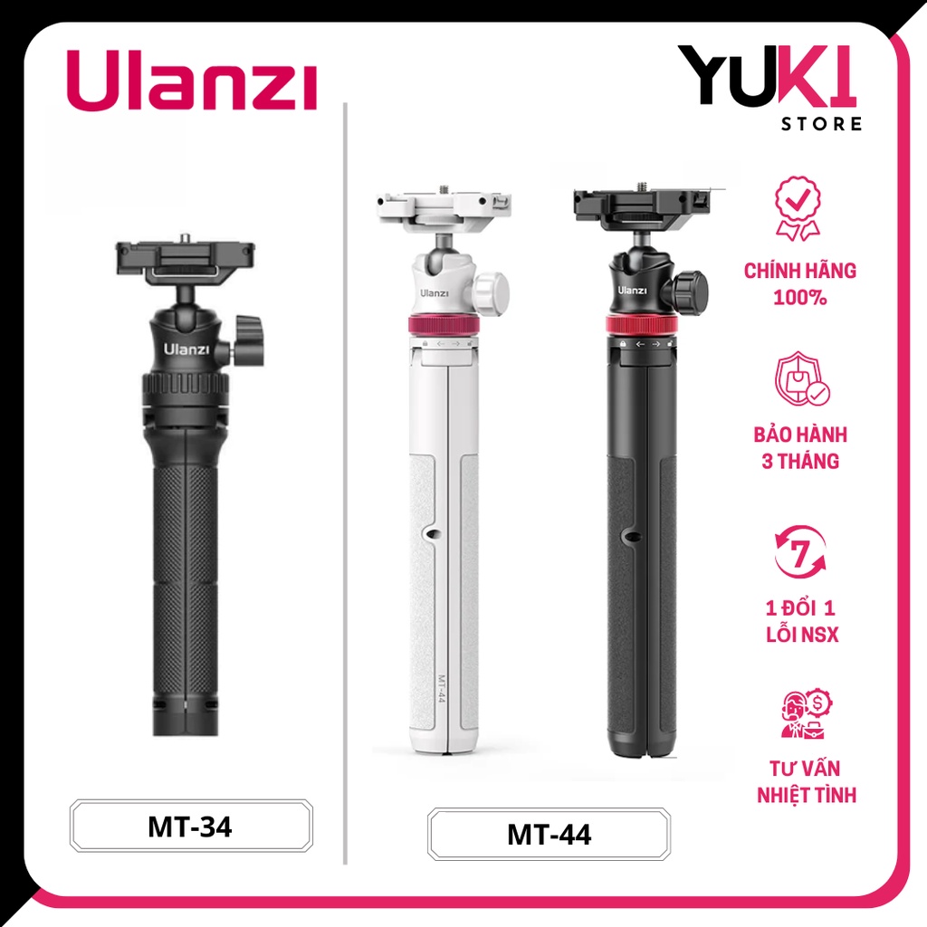 ULANZI MT-34 / MT-44 - Chân Tripod Dành Cho Điện Thoại Và Máy Ảnh, Đầu Ballhead Xoay 360° - Hàng Chính Hãng