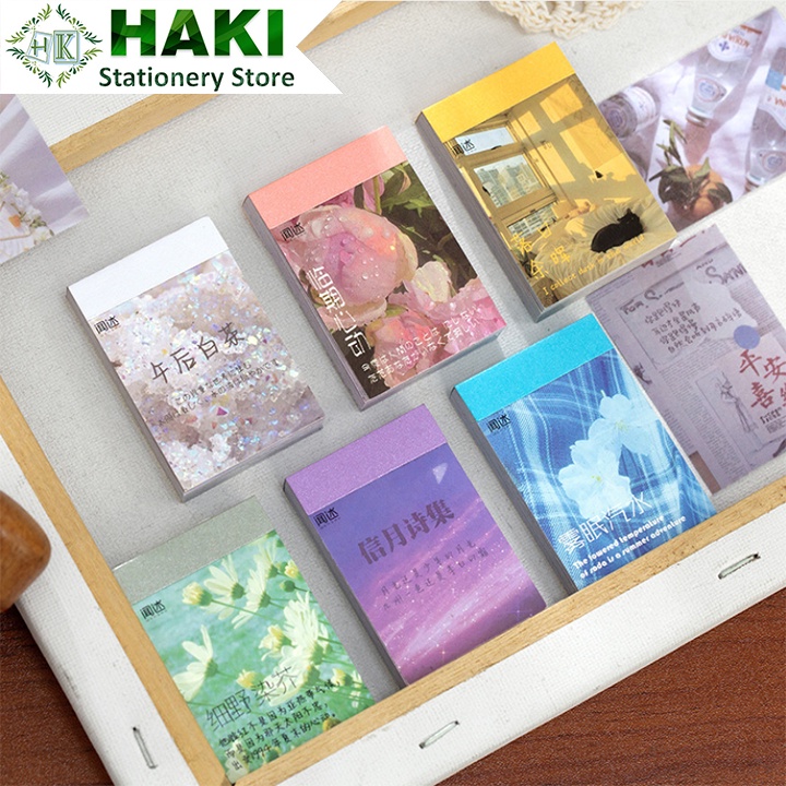 Nhãn dán sticker HAKI 50 hình dán cute trang trí sổ phong cảnh nhiều mẫu ST30