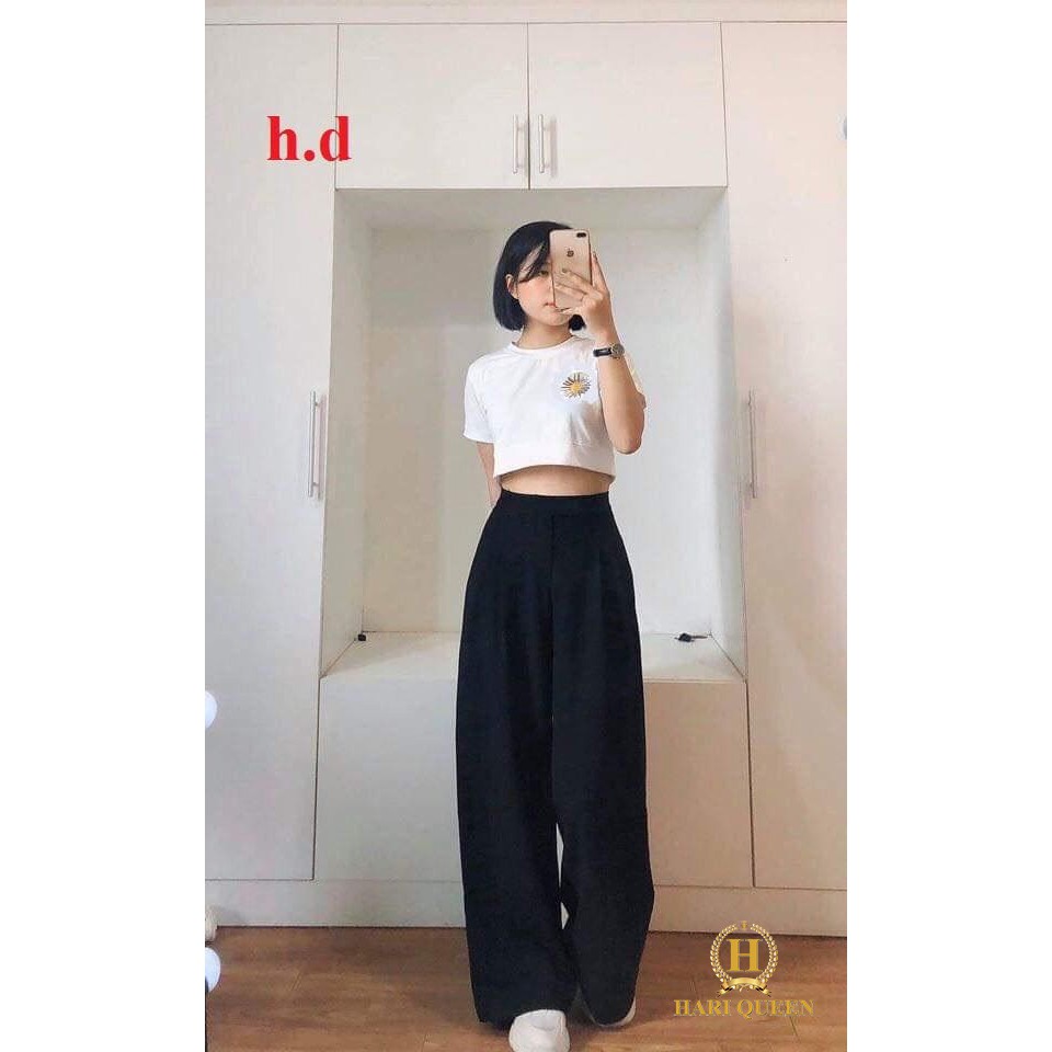 [FREE SHIP ĐƠN TỪ 50K] Sét áo croptop hoa cúc + quần ống rộng HDA0420 1