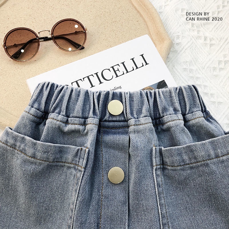 Chân váy jean Lưng Cao Thời Trang Mùa Hè Hàn Quốc Dành Cho Bé Gái