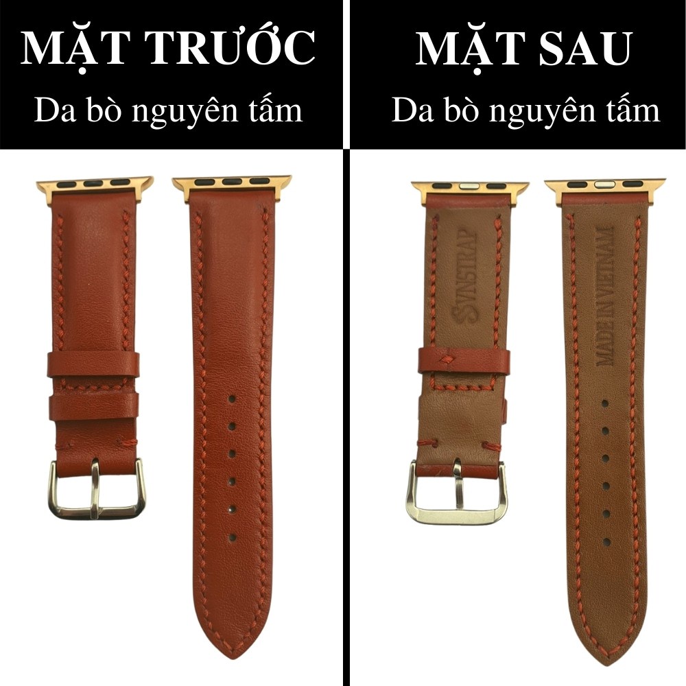 Dây Apple Watch Vnstrap dây đeo đồng hồ Apple Watch series 3 4 5 6 7 se da bê Italia 38mm 40mm 42mm 44mm iwatch A32