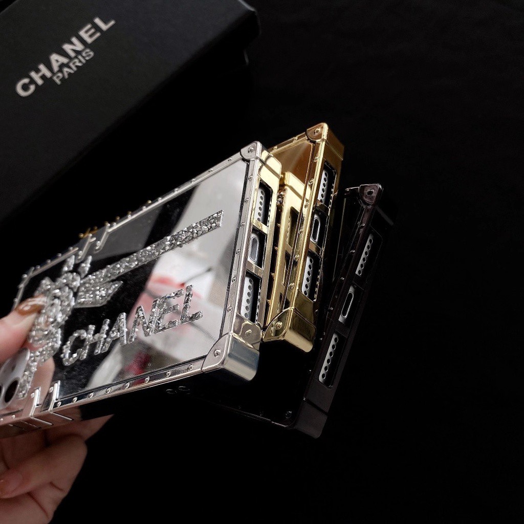 Ốp Điện Thoại Mềm Lấp Lánh Hình Vuông Họa Tiết Chanel Cho iphone 12 11 13 Pro Max 7 8 Plus X XS XR SE