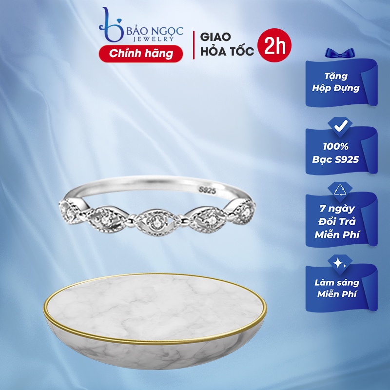 Nhẫn Đá Trắng Dải Nhỏ Thời Trang Âu Mỹ Nhẹ Nhàng Lịch Thiệp N2652 Bảo Ngọc Jewelry