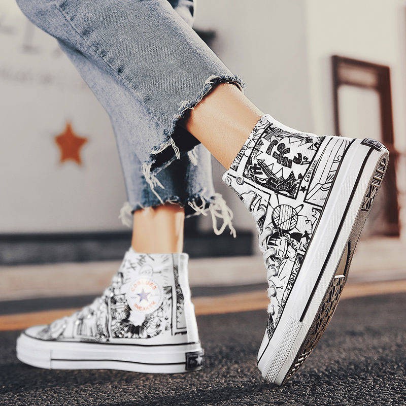 One Piece Graffiti Canvas Trend High Top giày nam | BigBuy360 - bigbuy360.vn