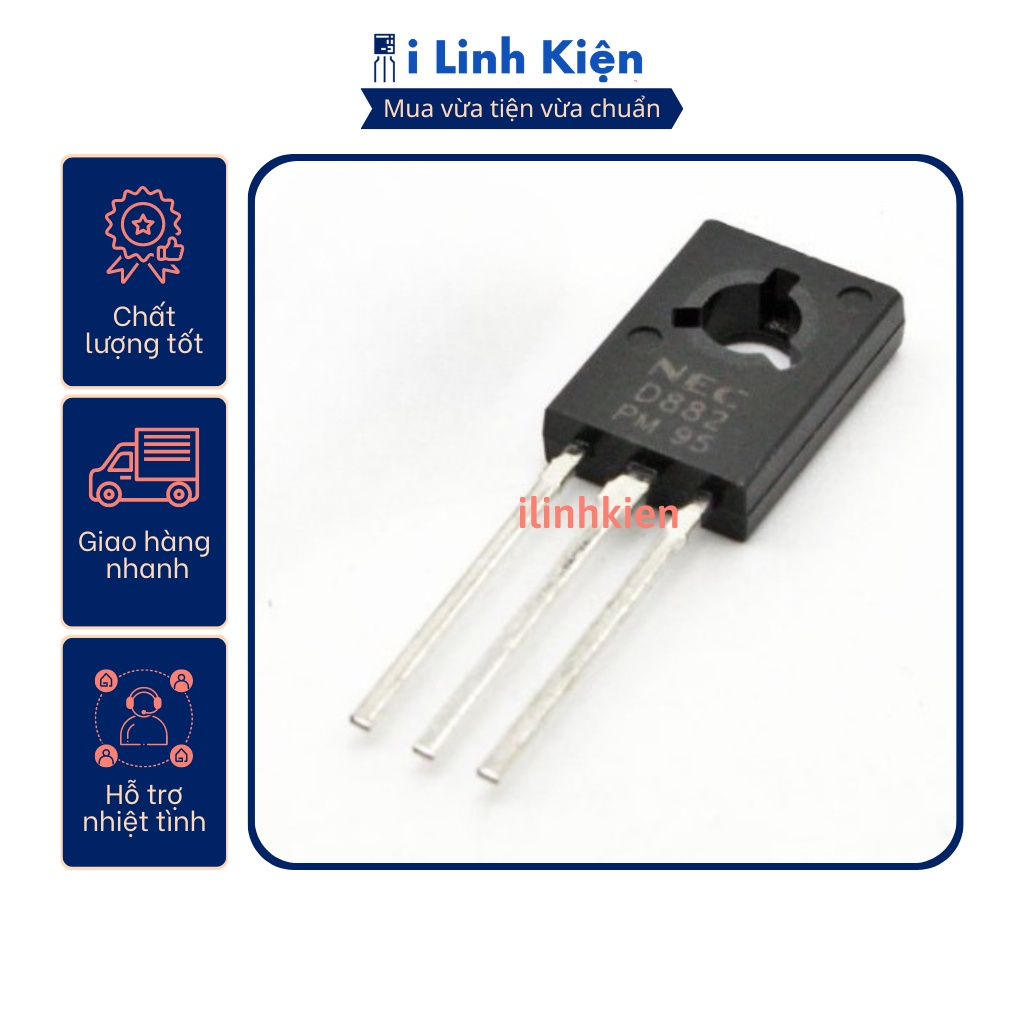 D882 2SD882 NPN Transistor 3A 40V TO-126 chính hãng.
