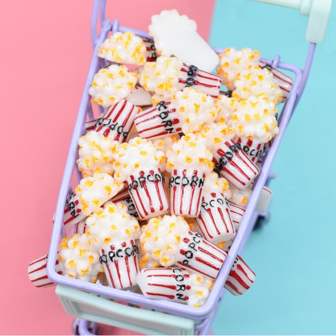 Charm túi bỏng ngô popcorn cho các bạn làm slime, trang trí kẹp tóc, dán Jibbitz, DIY