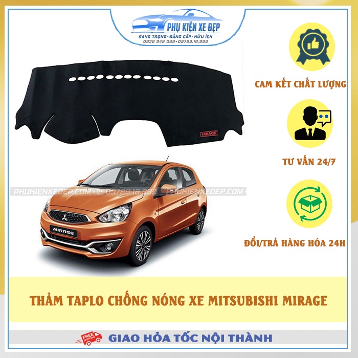 Thảm taplo ô tô lông cừu HÀNG LOẠI I xe Mitsubishi Mirage có 3 lớp chống trượt