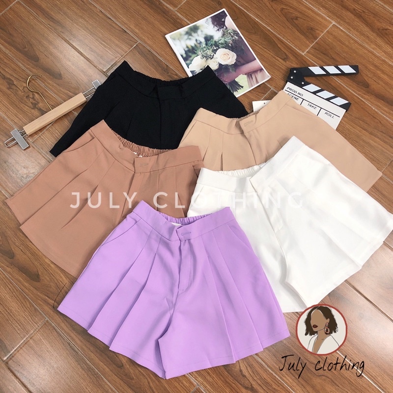 [Xả Kho] Quần sooc (short) nữ, quần đùi lưng cao giả váy chất tuyết mưa siêu tôn dáng July QS017
