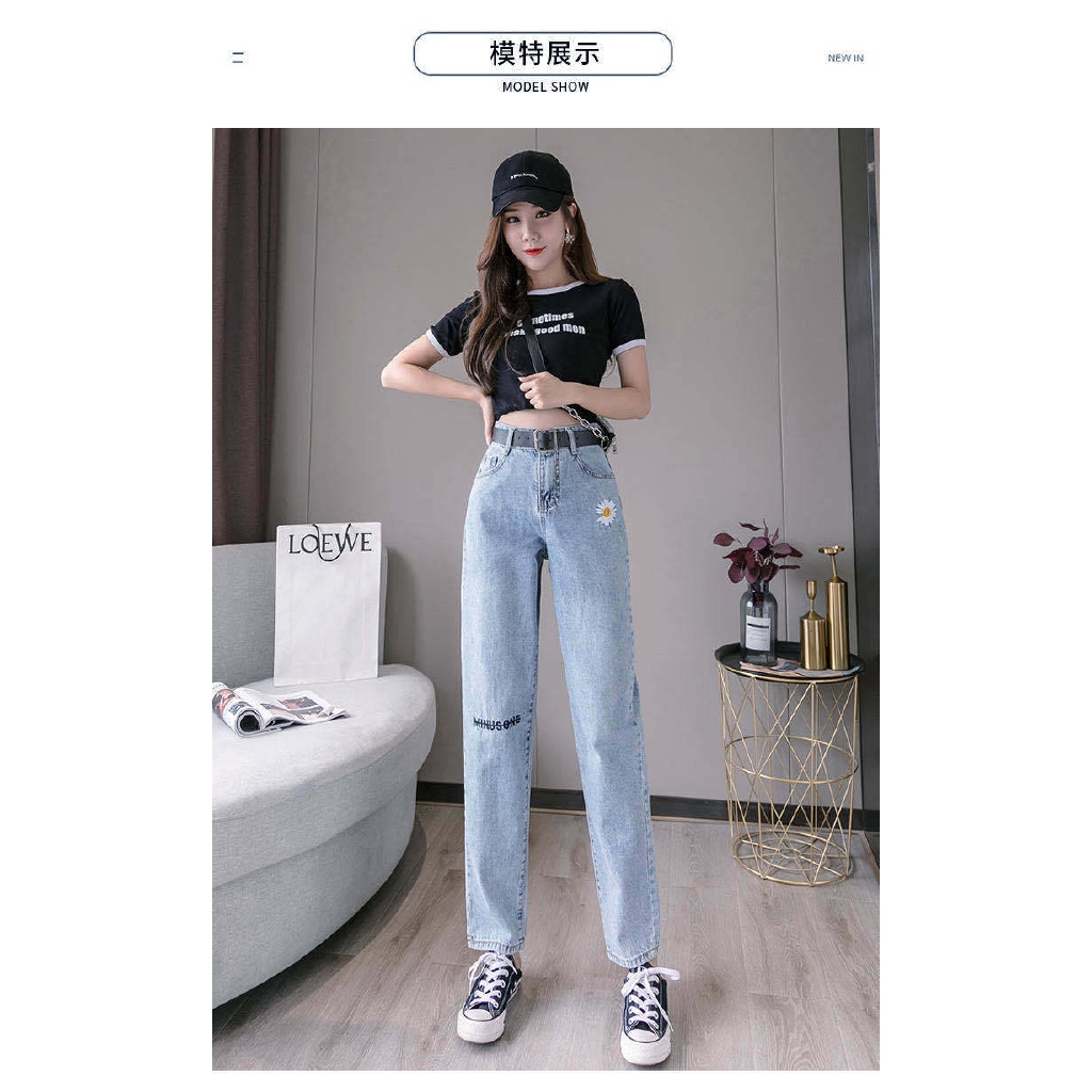 Quần Jeans Thêu Hoa Phong Cách Hàn Quốc Xinh Xắn Cho Nữ