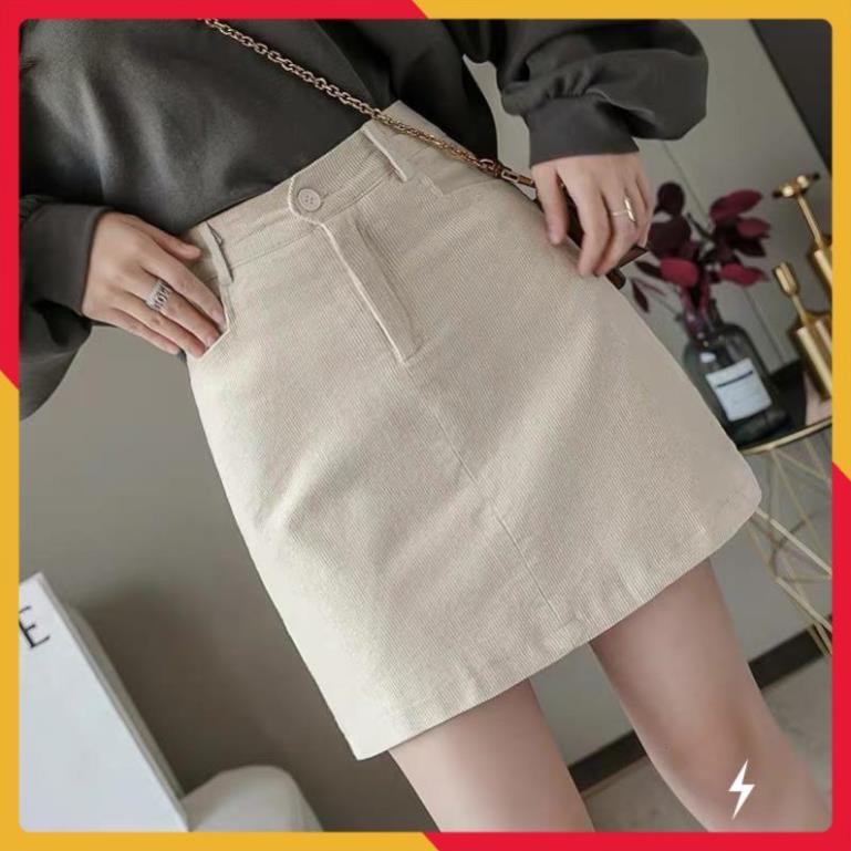 Chân váy chữ A ngắn - có quần lót trong - chất vải nhung tăm cực hợp với mùa Thu - Đông vừa ấp áp lại vừa thời trang