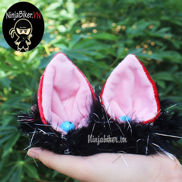 Tai mèo phụ kiện gắn nón bảo hiểm - tai lông mịn siêu xinh sẵn keo dán