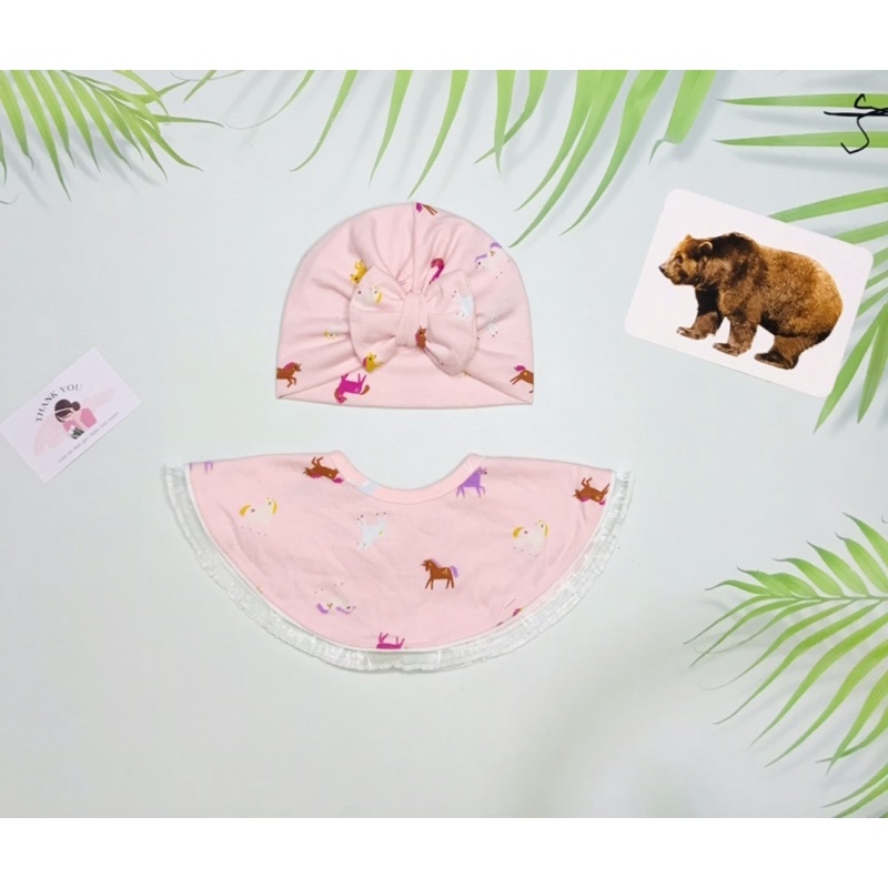 Sét yếm và mũ turban cho bé gái xinh từ 5-11kg