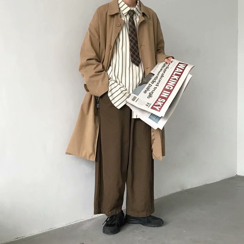Áo Khoác Dáng Rộng Phong Cách Hồng Kông Thời Trang Xuân Thu Cá Tính Cho nam from rộng simple tiếng Nhật khoác nỉ nam thời trang áo gió nam bigsize