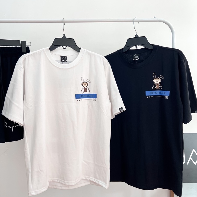 Áo Thun Tay Lỡ Unisex JAY LOVE màu ĐEN/TRẮNG vải cotton  Nam nữ unisex Áo phông cổ tròn form rộng Jaystoree