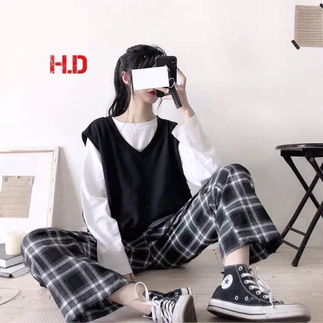 [Mã WASTHI giảm 10K đơn 50K] Bộ đồ nữ💥Sét trang phục áo gile kèm áo thun trắng dài tay | BigBuy360 - bigbuy360.vn