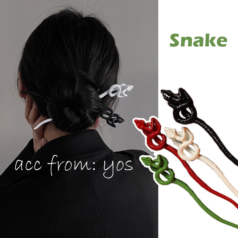 Trâm cài tóc hình rắn sang chảnh kim loại sơn tĩnh điện cá tính cho nữ