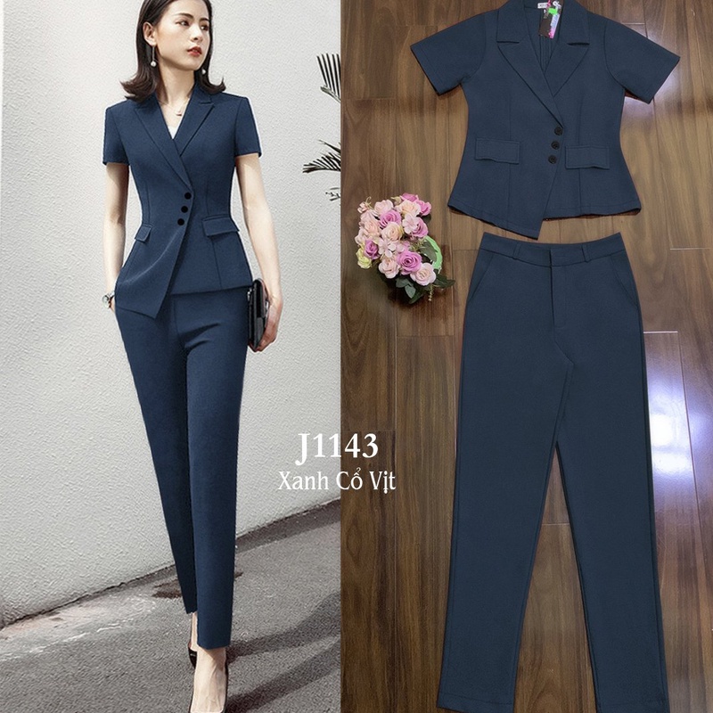 Set Quần Áo 💕FREESHIP💕 Set nguyên bộ vest quần ống ôm 2 túi giả xinh xắn TJ1143