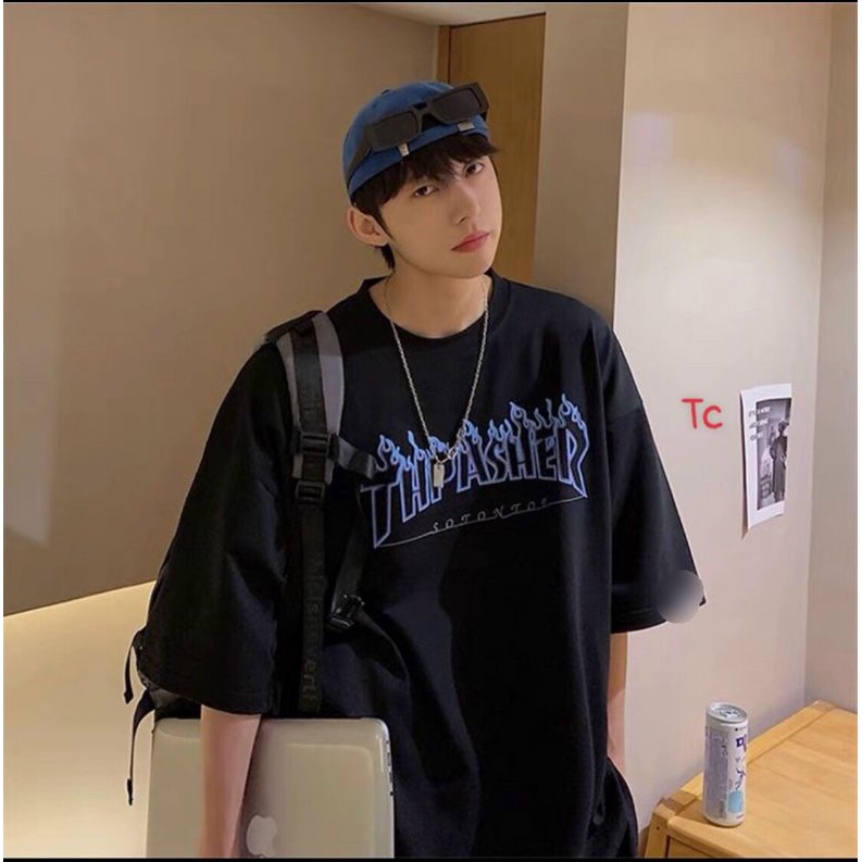 ÁoThu Nam Nữ Nỉ Cotton Dày Dặn Form Rộng Unisex, Áo Thun Nam Nữ In Chữ 5D THRA Không Bong Tróc