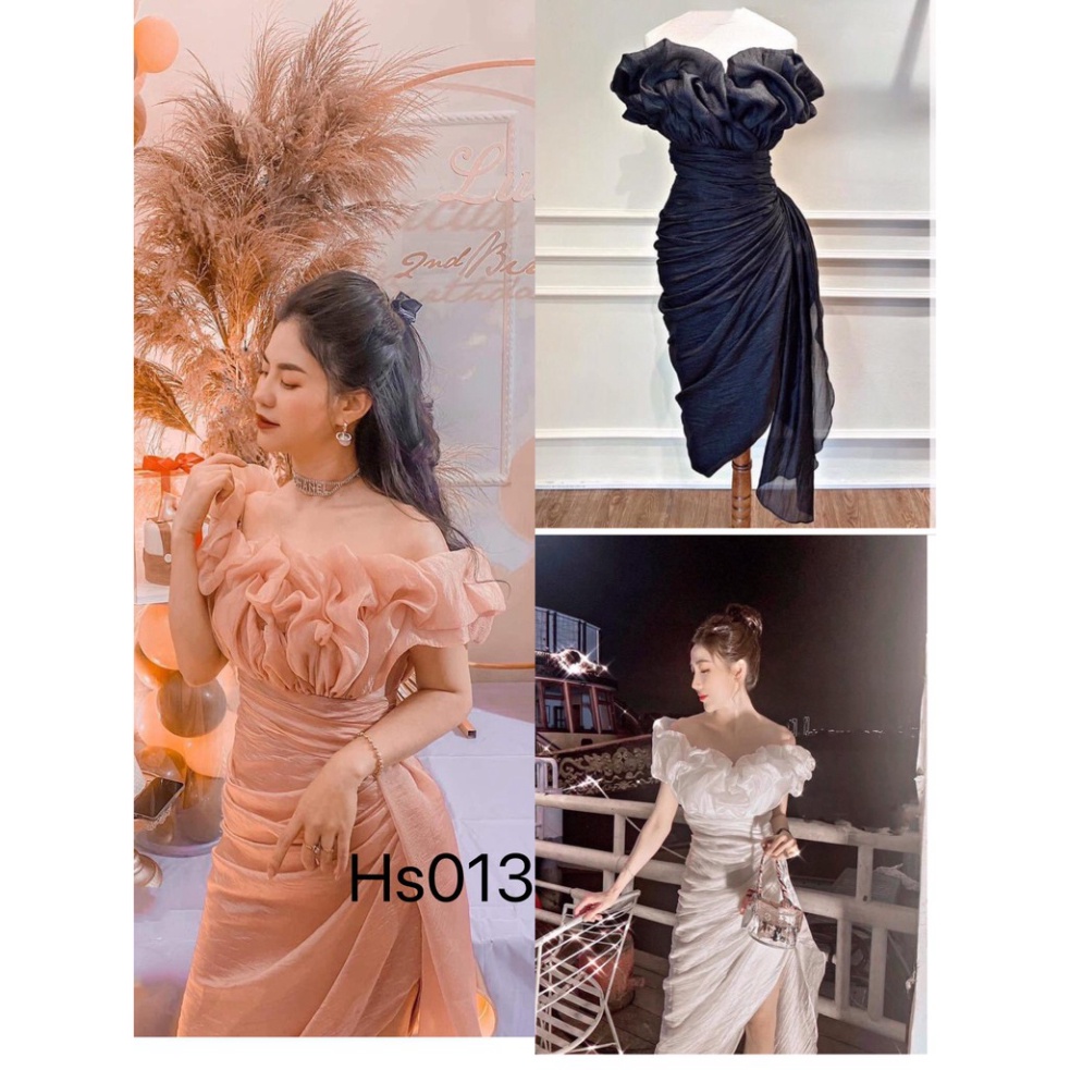 Váy trễ vai trắng dự tiệc nổi bật thu hút ánh nhìn phù hợp mặc dự tiệc, cưới hỏi,sang trọng lịch sự