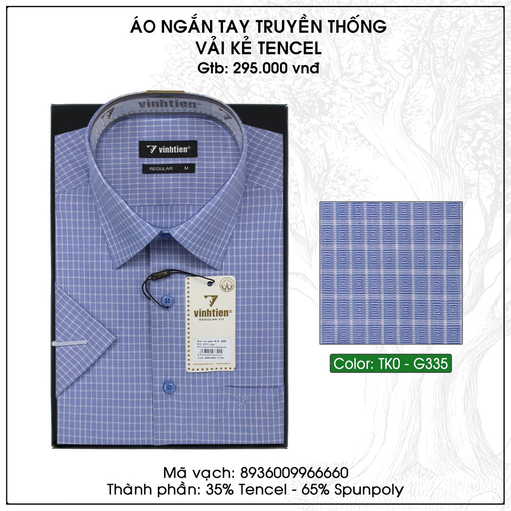 Áo sơ mi nam ngắn tay vạt bằng Vĩnh Tiến 295 - kẻ caro nhỏ | BigBuy360 - bigbuy360.vn