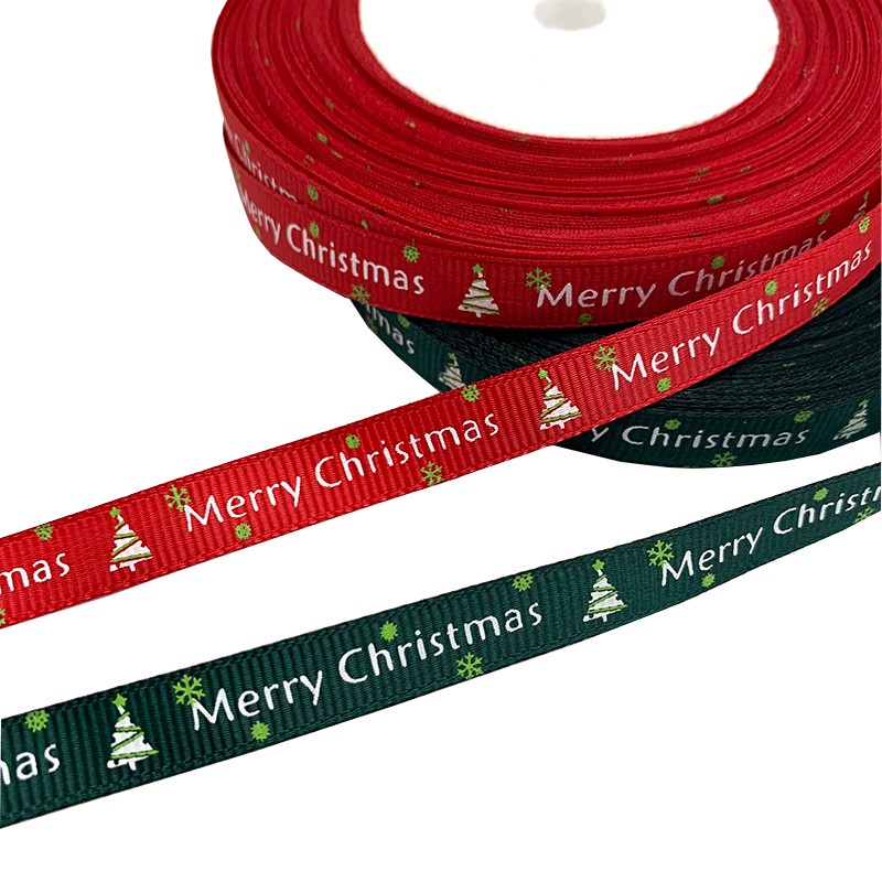Cuộn Dây Ruy Băng 25 Yards / Roll Màu Đỏ / Xanh Lá Cây In Họa Tiết Giáng Sinh Rộng Có Sẵn Dùng Để Trang Trí Quà Tặng