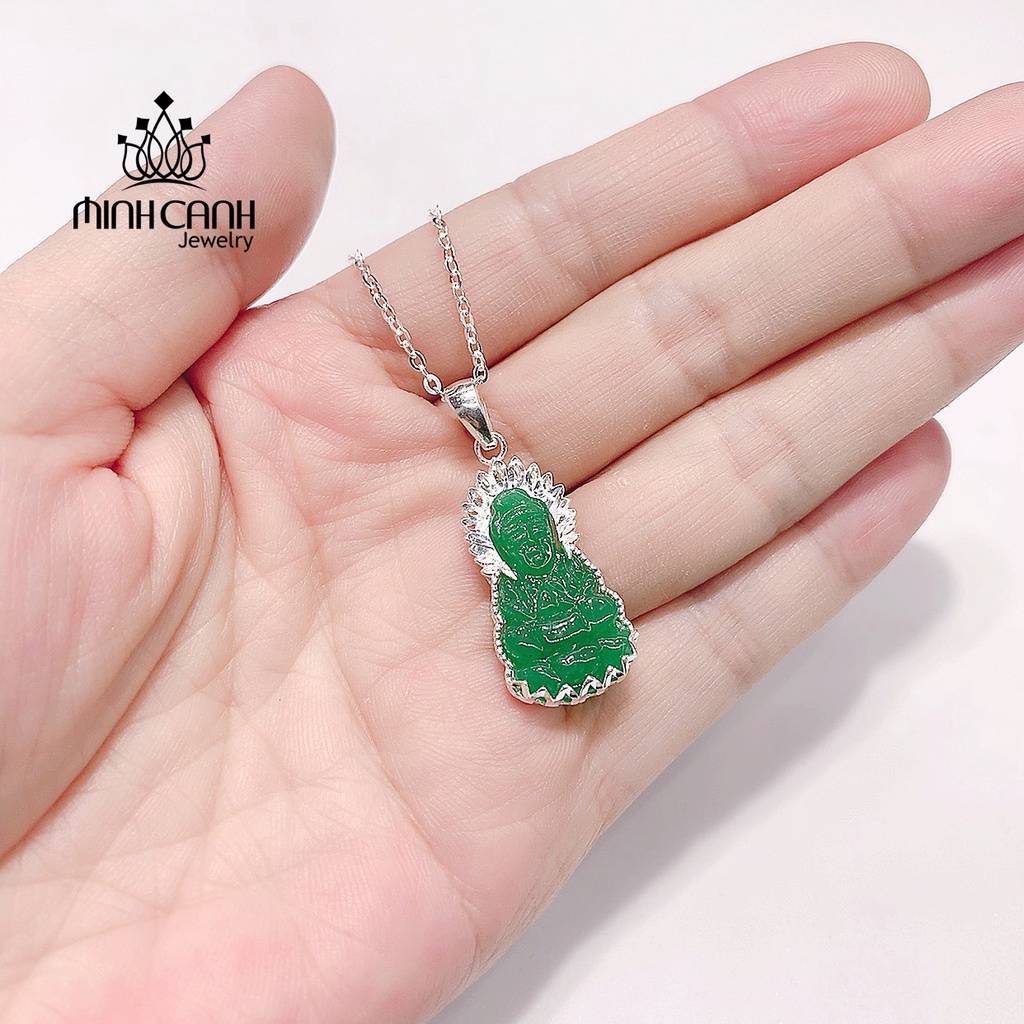 Dây Chuyền Bạc Mặt Phật Quan Âm Bằng Bạc Bọc Đá Minh Canh Jewelry