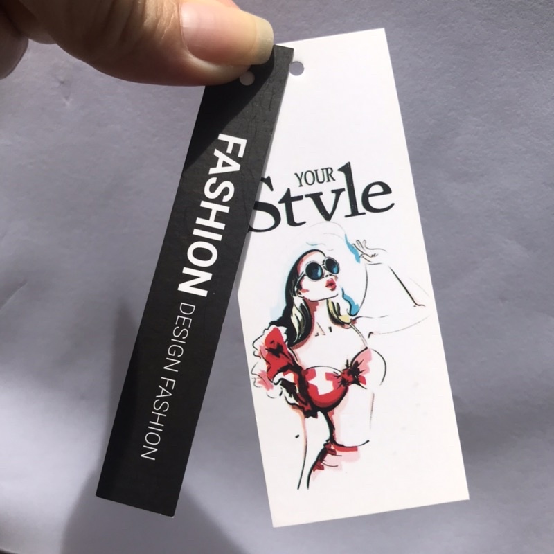 SET bộ 2 NHÃN MÁC TAG QUẦN ÁO giúp nâng cao thương hiệu cho shop  Giấy bìa cứng cán màng sang trọng-  set 100 bộ - mẫu 0