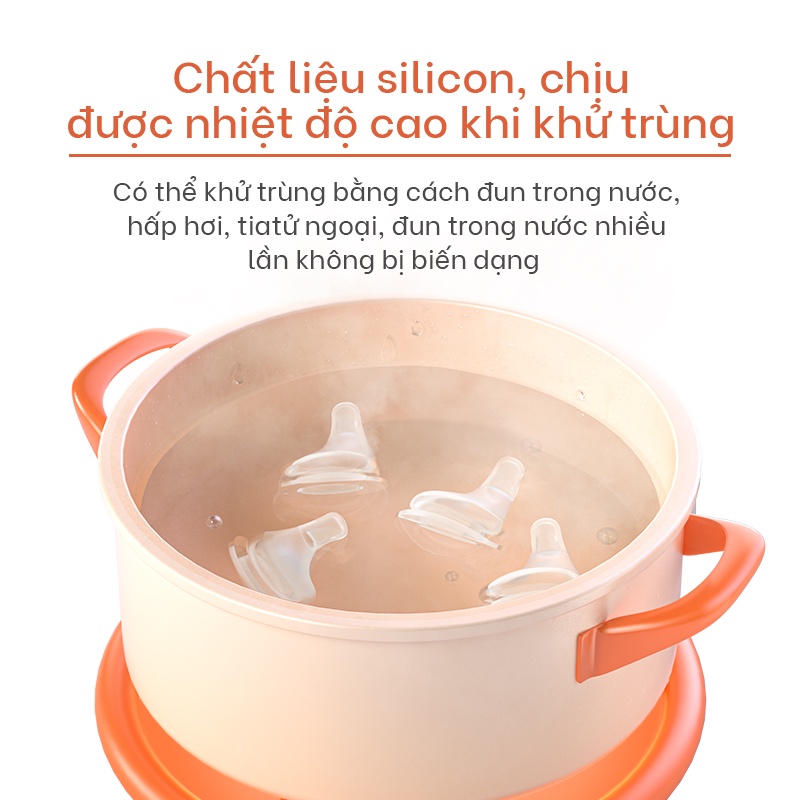 Combo 3 núm ti thay thế lệch tâm Yoboo YB-0018 loại 2 lỗ dành cho bé 3-6 tháng bằng silicone mềm mại - Hàng chính hãng