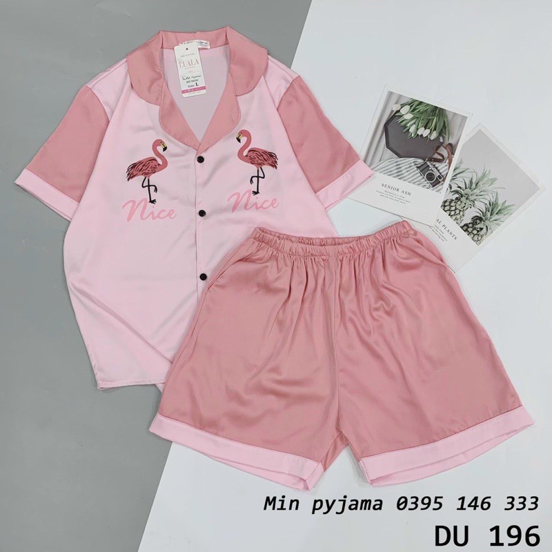 Đồ Ngủ Pijama Quần cộc tay ngắn , Siêu Xinh, LỤA SATIN MỀM MÁT - Đồ bộ mặc nhà siêu mát